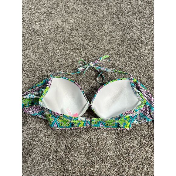 Victoria's Secret Wrap Tie Push-Up Bikini Top Multi Pattern Underwire Size 34D - Picture 3 of 7